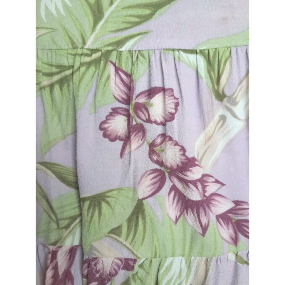 VTG Kaua'iana Hawaii Dress Sz M Tropical Floral Hibiscus Print Lavender Green - Picture 5 of 9